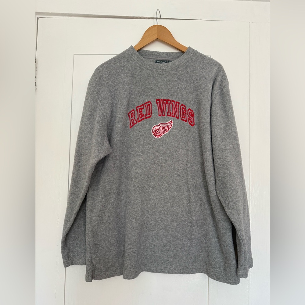 Y2K Red Wings Fuzzy Crew Neck